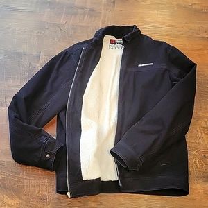Quicksilver Black Cotton Jacket with Sherpa Lining in Large